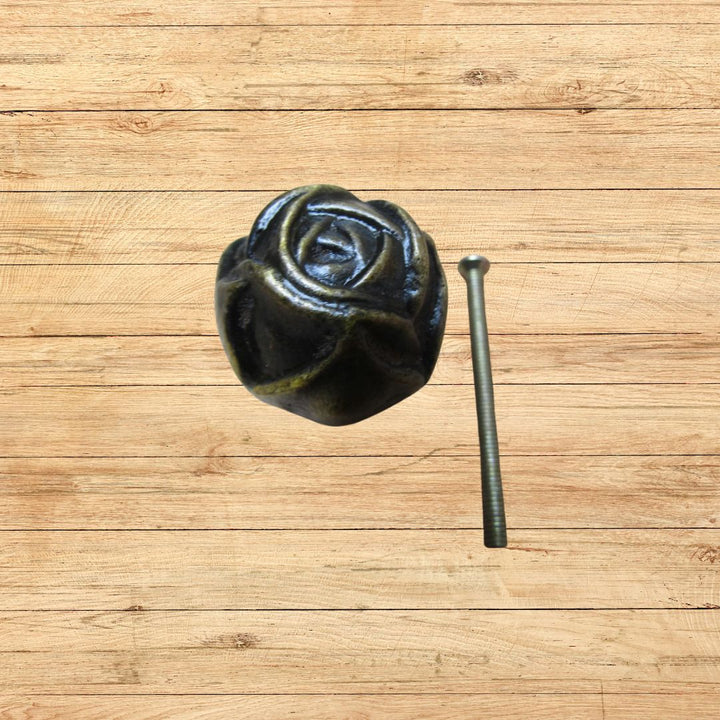 Rose Cupboard Knob Antique Brass 32mm
