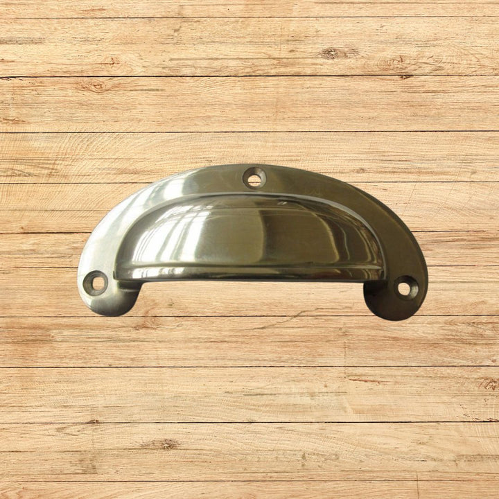 Round Lipped Cabinet Cup D Pull Handle Polished Brass Finish
