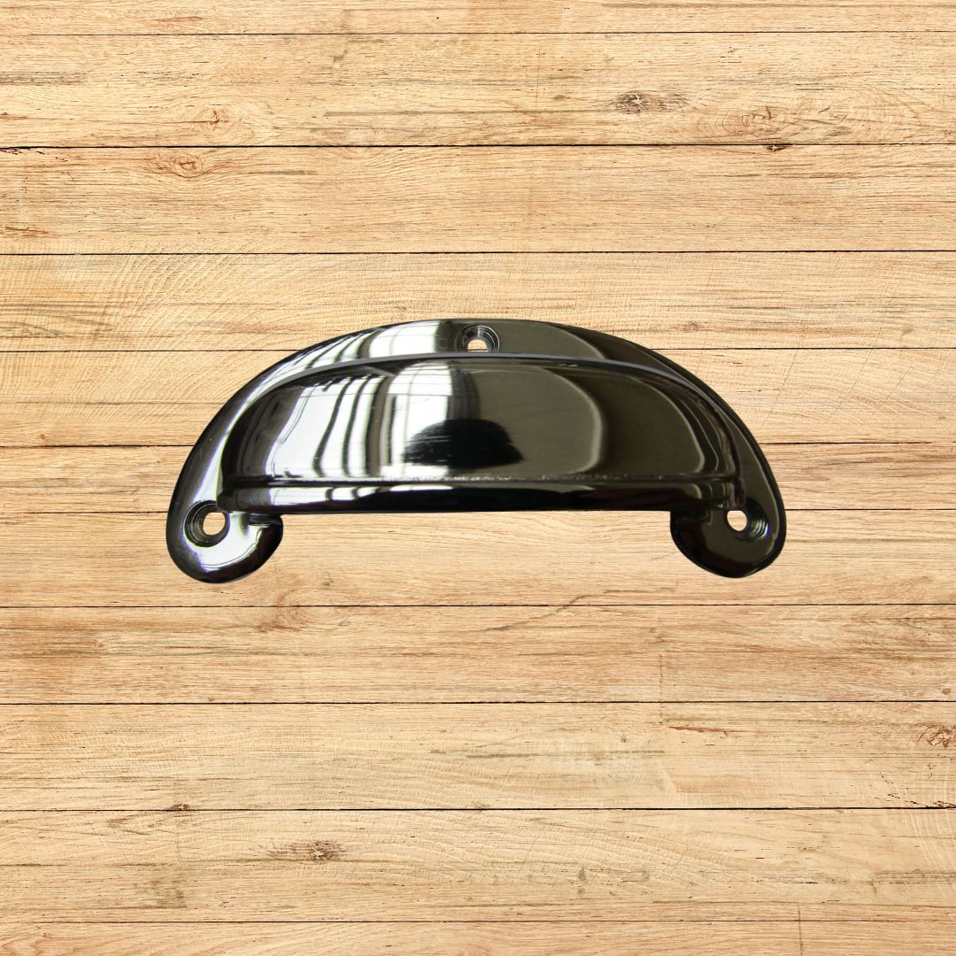 Cabinet Cup Pull Handle Polished Chrome Round Lipped