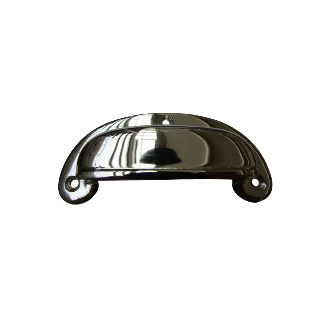 Cabinet Cup Pull Handle Polished Chrome Round Lipped