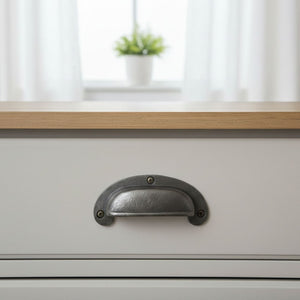 Round Lipped Cabinet Cup Pull Handle antique iron

