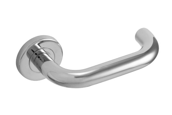 Safety Lever on Rose Door Handle Satin Stainless Steel Fire Rated