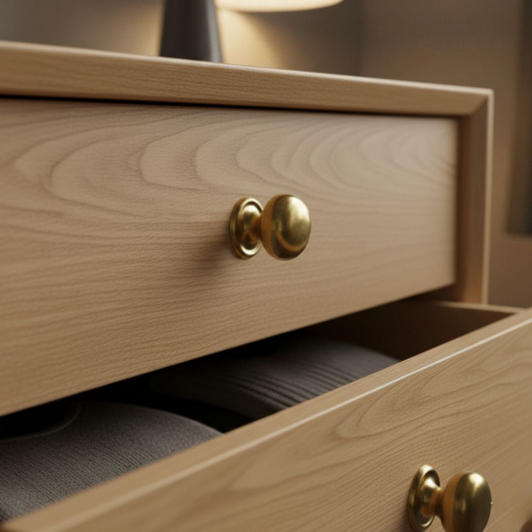 Screw In Cabinet Knob Natural Brass 32mm
