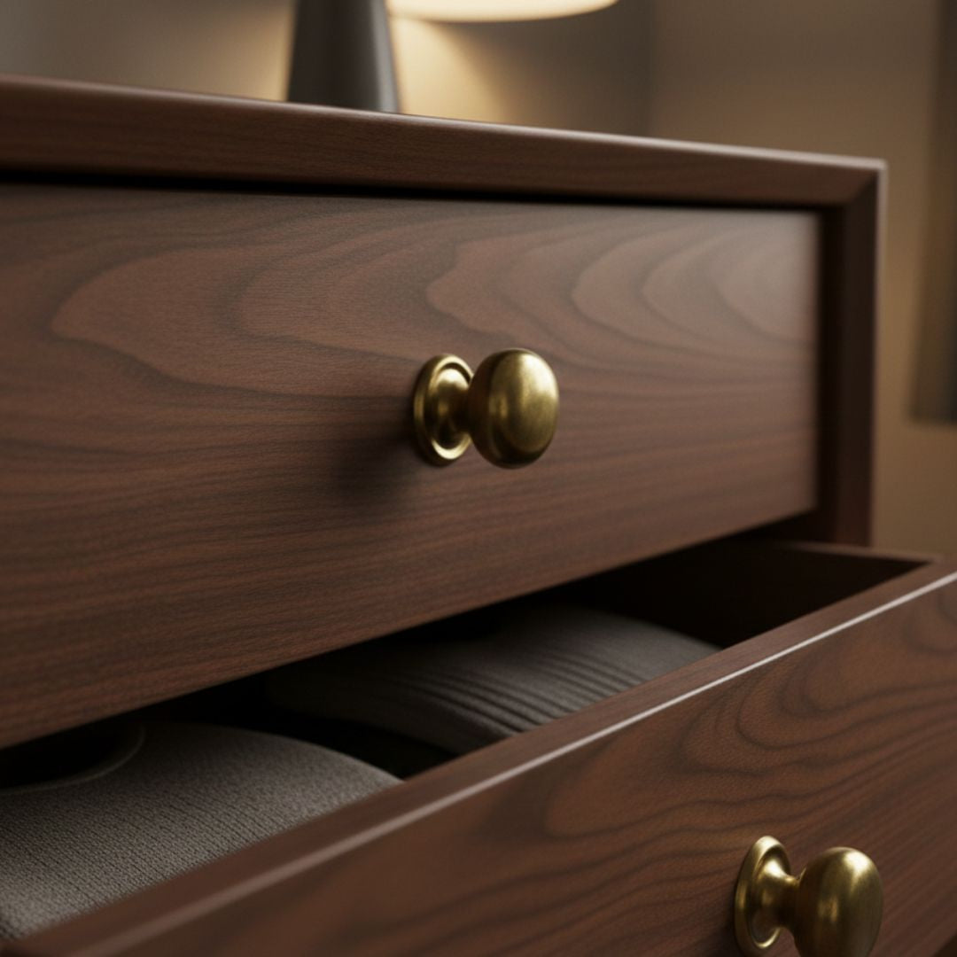 Screw In Cabinet Knob Natural Brass 38mm
