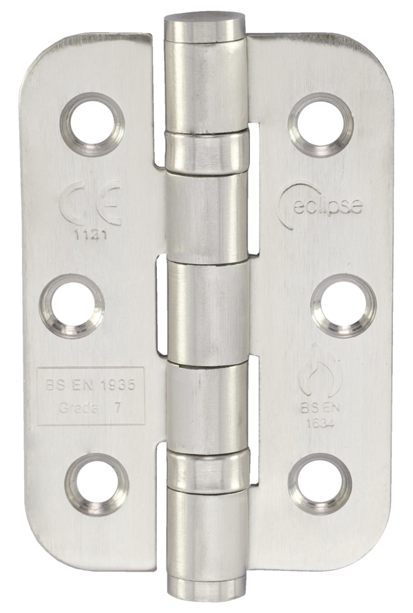 Fire Rated Radius Ball Bearing Door Hinge 76x51mm Grade 7 Satin Stainless Steel Pack of 2