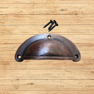 Antique Copper Slim Lipped Cabinet Cup Pull Handle