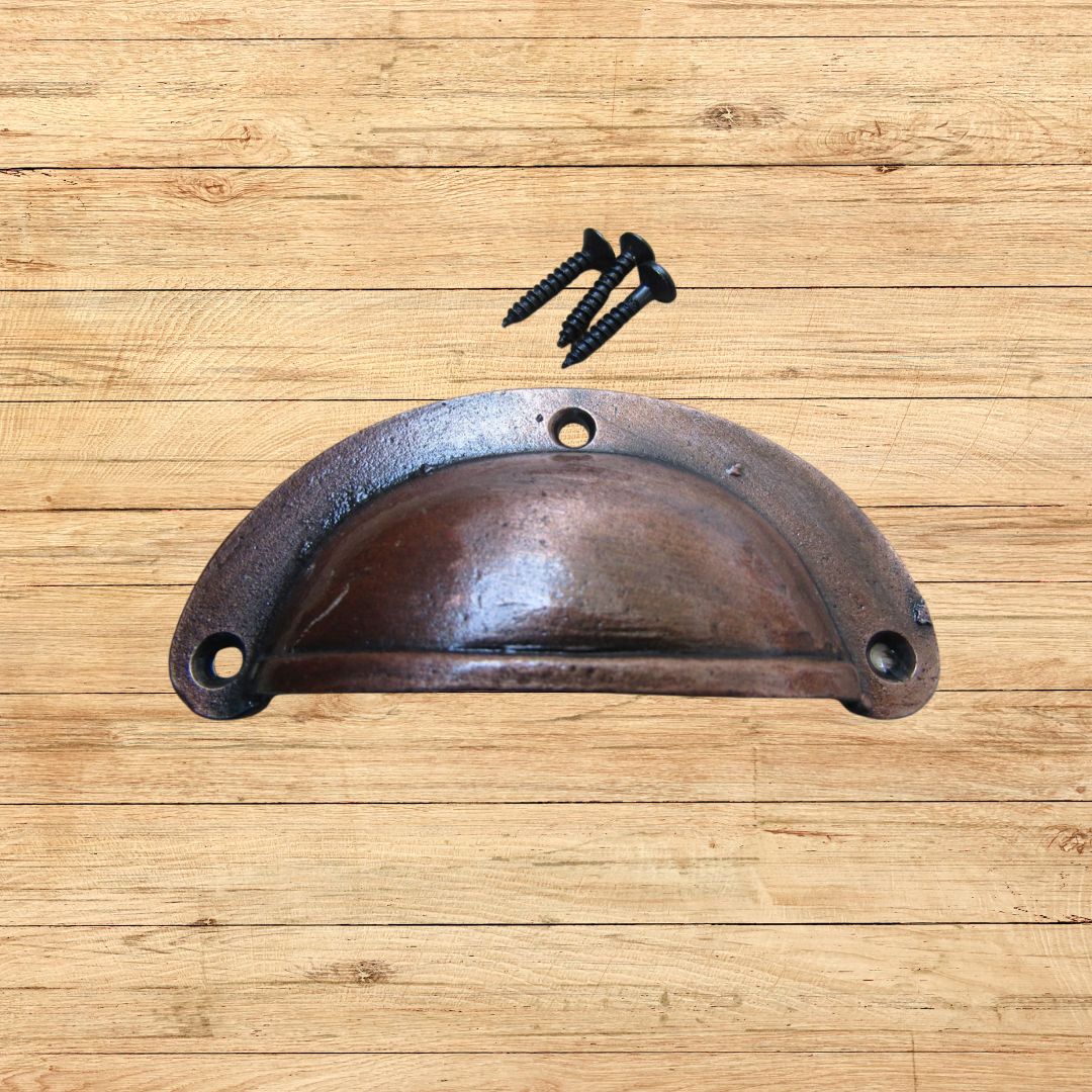 Antique Copper Slim Lipped Cabinet Cup Pull Handle