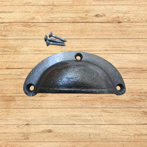 Antique Iron Slim Lipped Cabinet Cup Pull Handle
