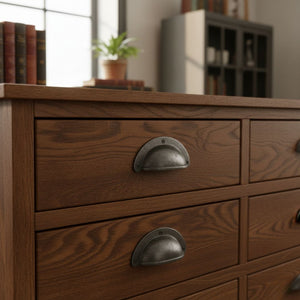 Antique Iron Slim Lipped Cabinet Cup Pull Handle
