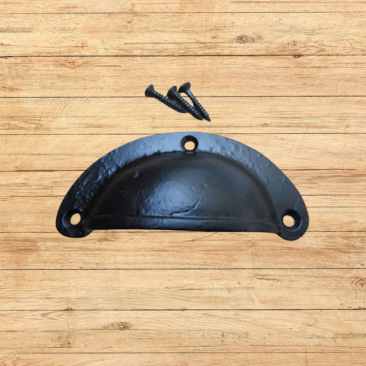 Black Antique Slim Lipped Cabinet Cup Pull Handle