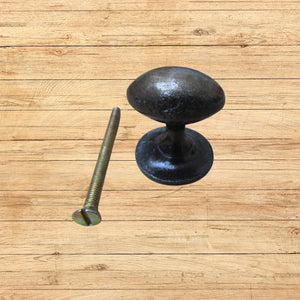 Small Oval with Base Cupboard Knob Antique Brass 30mm
