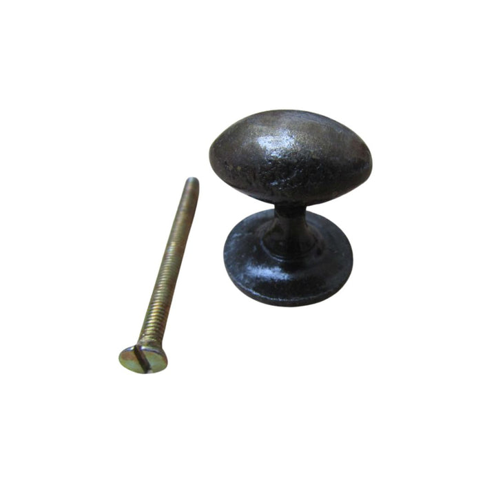 Small Oval with Base Cupboard Knob Antique Brass 30mm
