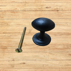 Small Oval with Base Cupboard Knob Black Antique 30mm
