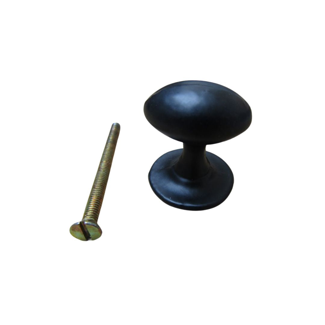 Small Oval with Base Cupboard Knob Black Antique 30mm
