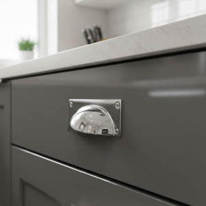 Small Rectangular Cup Handle Polished Chrome
