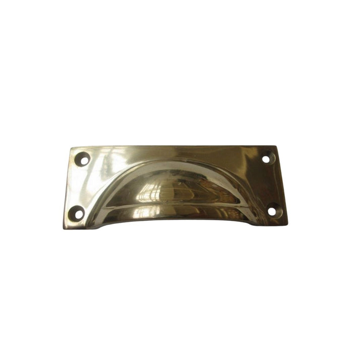 Small Rectangular Lipped Cabinet Pull Handle Polished Brass
