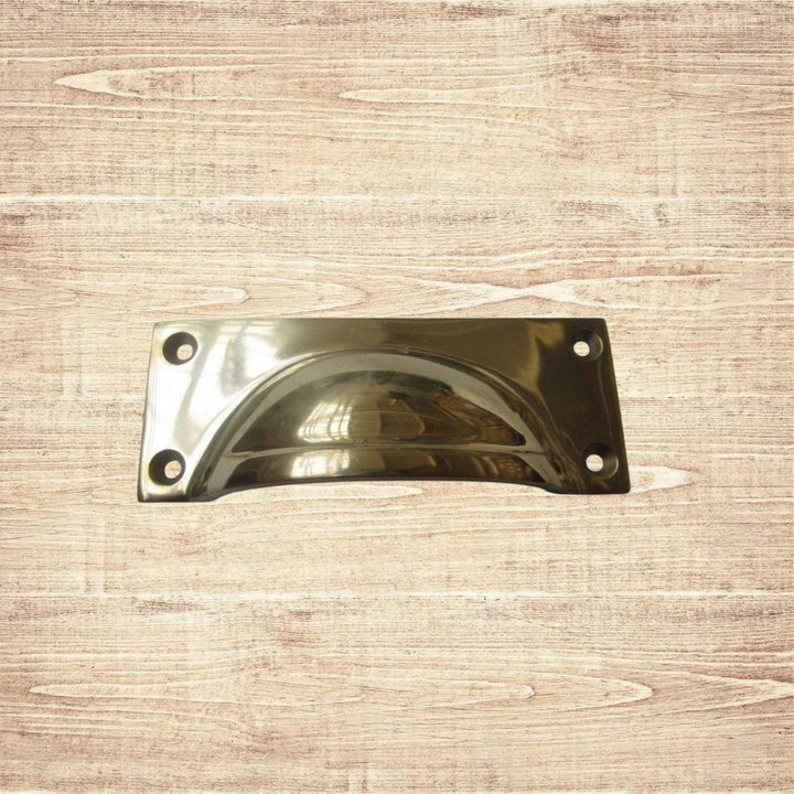 Small Rectangular Lipped Cabinet Pull Handle Polished Brass
