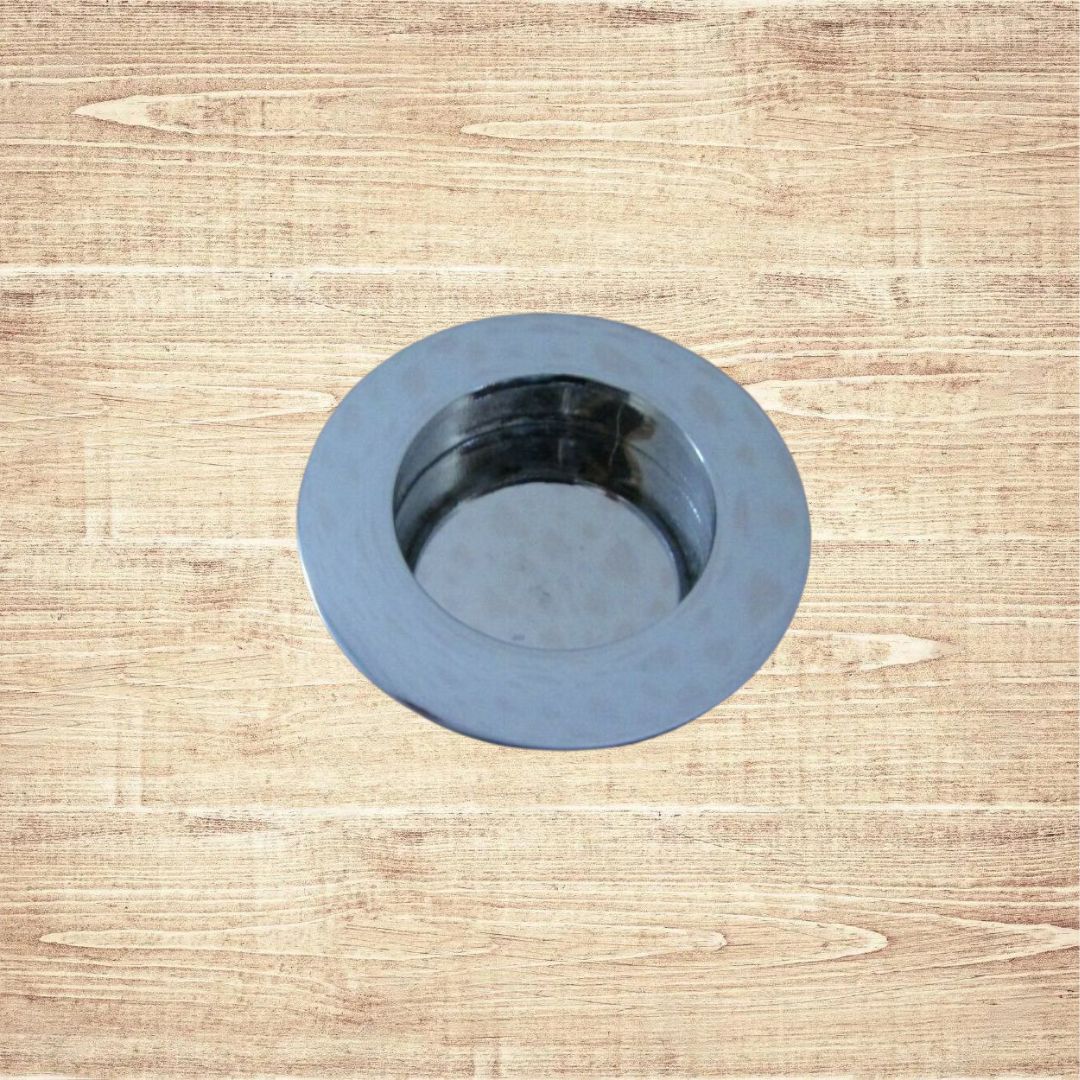 Small Round Recessed Flush Pull Polished Steel