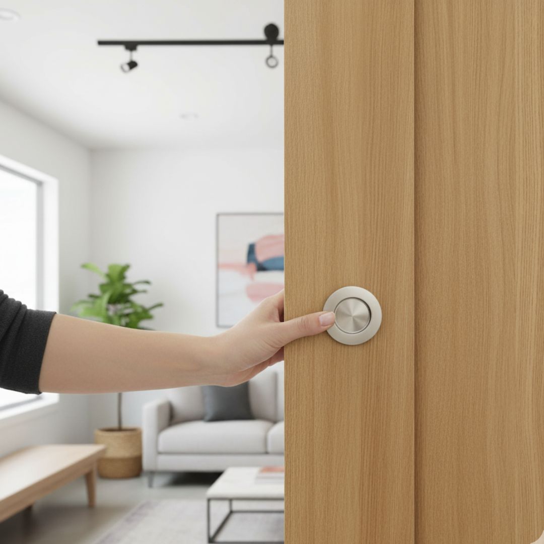 Small Round Recessed Flush Pull Polished Steel