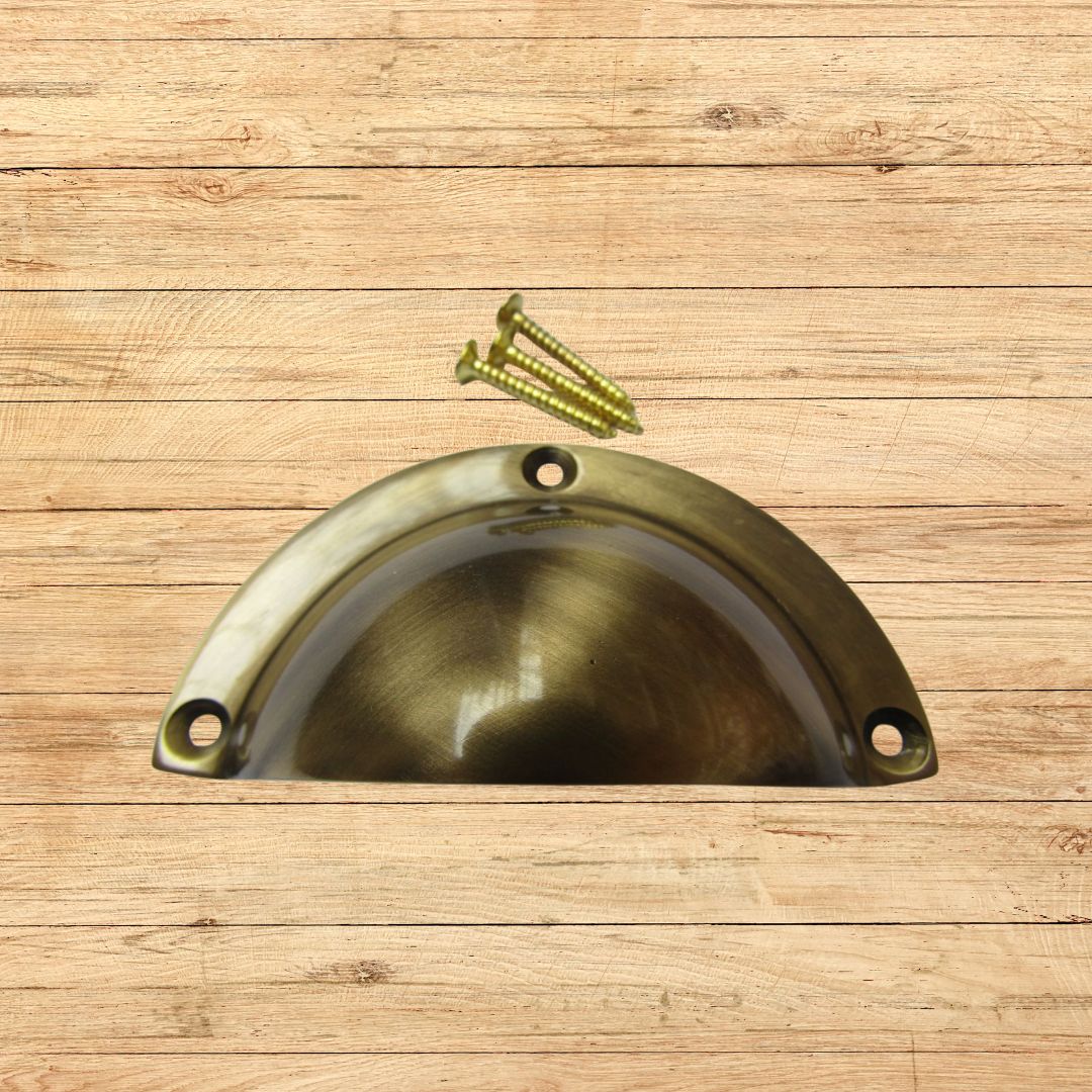 Small Victorian Cup Pull Handle Antique Brass
