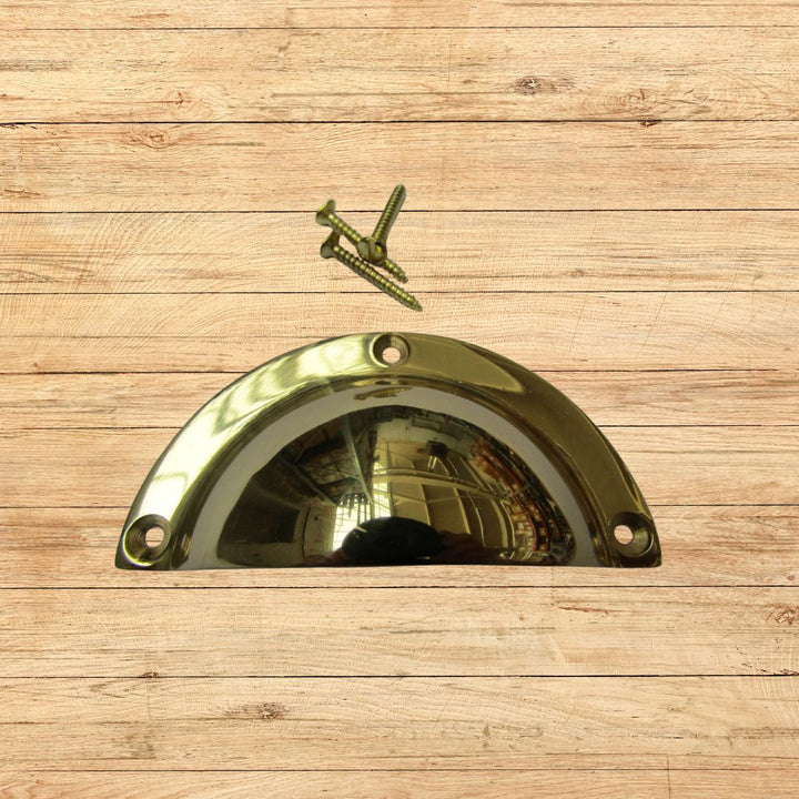 Small Victorian Cup Pull Handle Polished Brass
