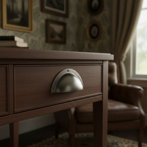 Small Victorian Cup Pull Handle Satin Chrome
