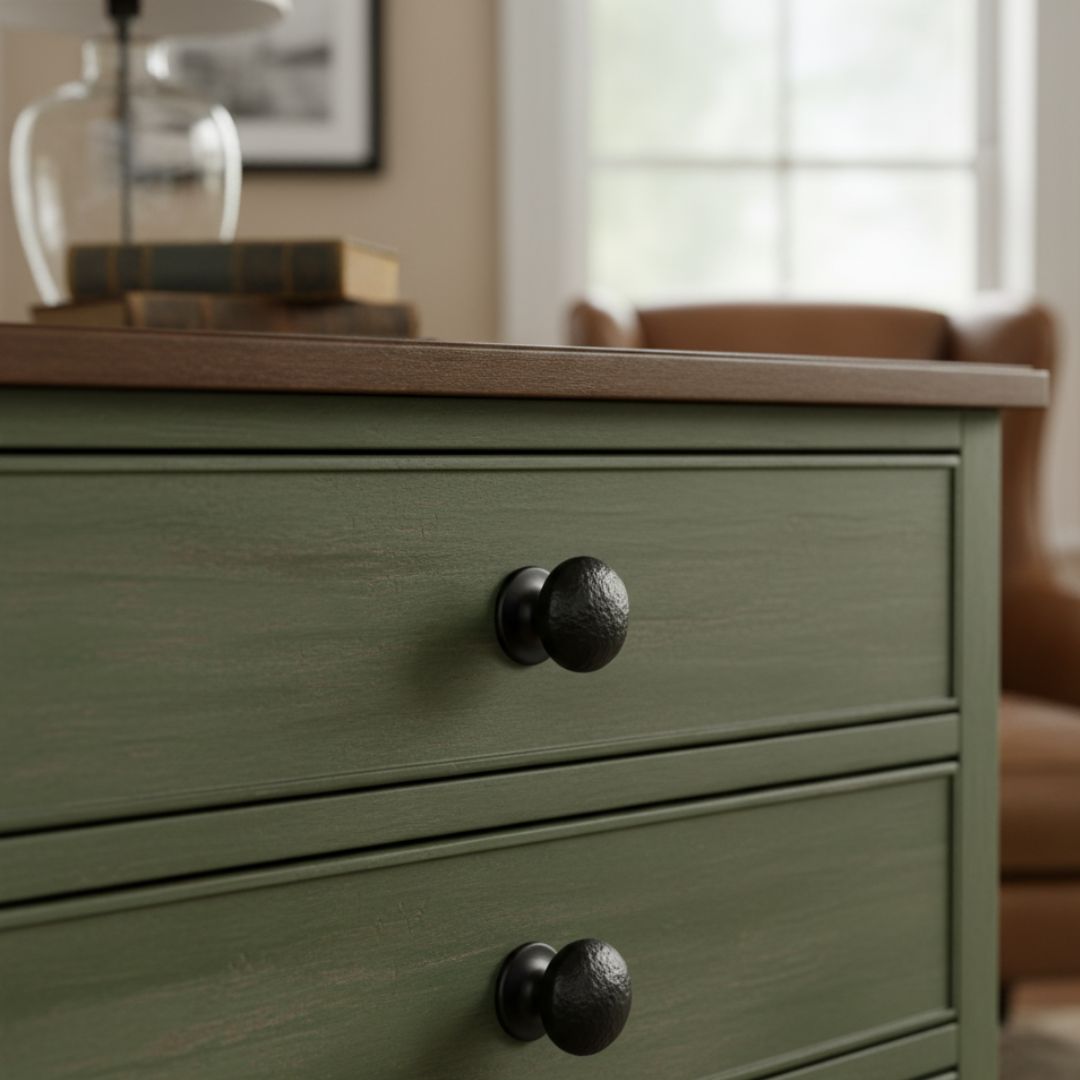 St.Ives Black Antique Hammered Round Cabinet Knob