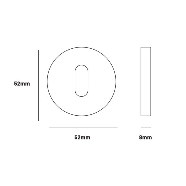 Fire Rated Standard Keyway Escutcheon Satin Stainless Steel 52x8mm