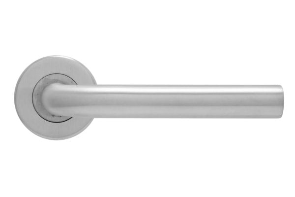 Fire Rated Straight Lever on Rose Door Handle – Stainless Steel