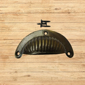 Sunrise Cup Pull Handle Antique Brass