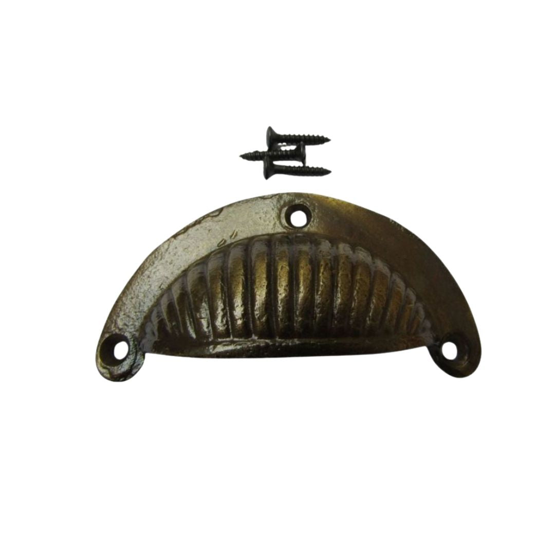 Sunrise Cup Pull Handle Antique Brass