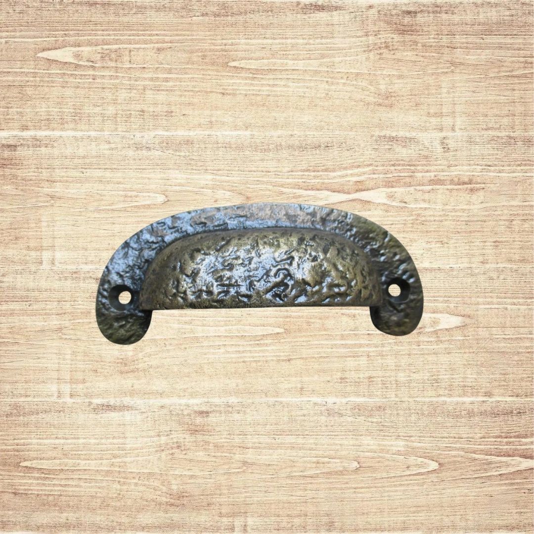 Textured Cabinet Cup Pull Handle Antique Brass
