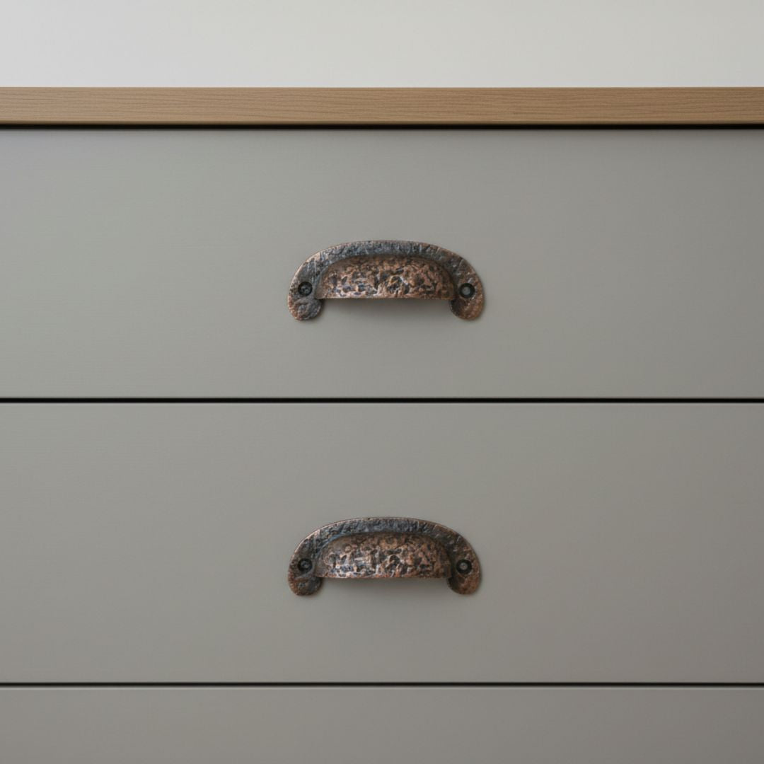Textured Cabinet Cup Pull Handle Antique Copper