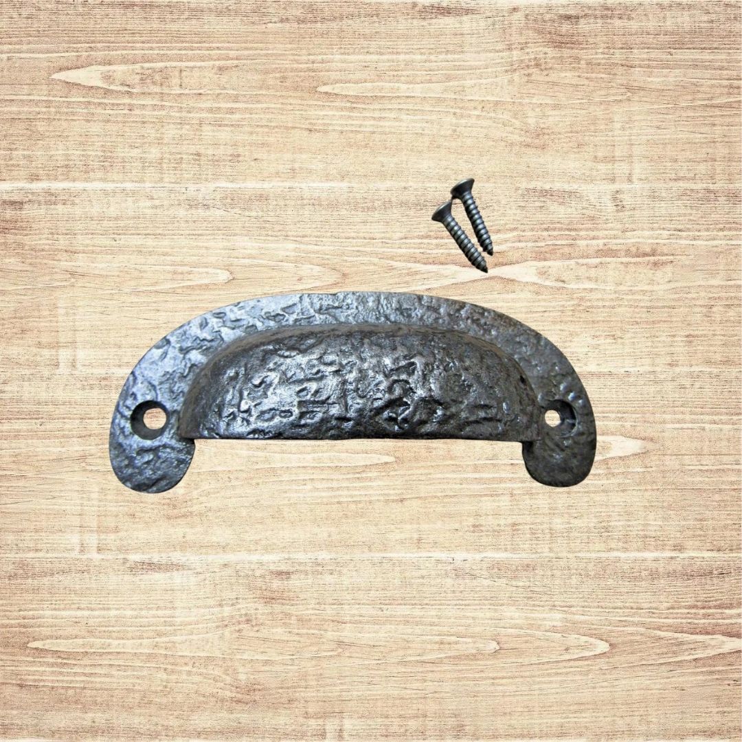 Textured Cabinet Cup Pull Handle Antique Iron
