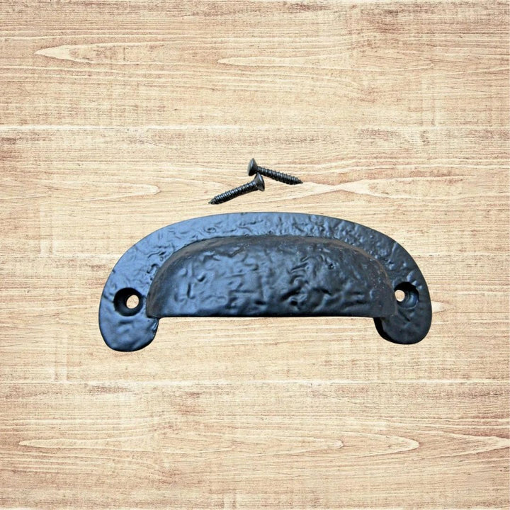Textured Cabinet Cup Pull Handle Black Antique
