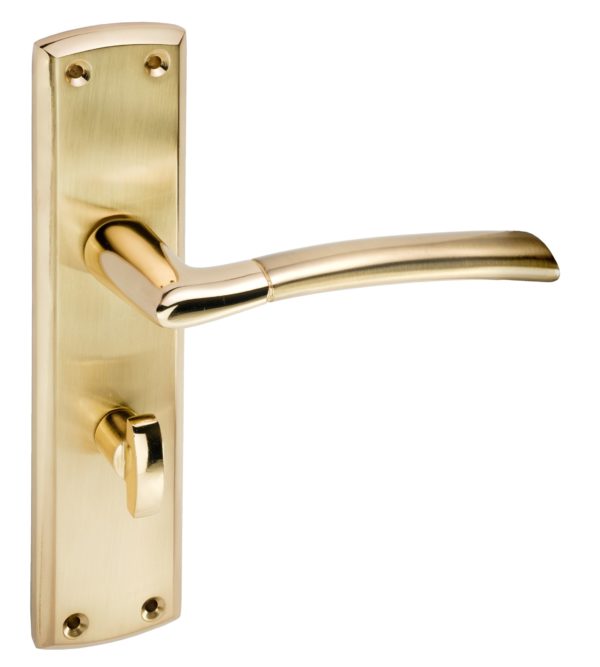 Tifosi Design Lever on Plate Door Handle Polished Brass , Satin Brass