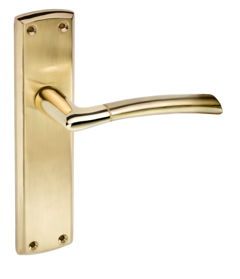 Tifosi Design Lever on Plate Door Handle Polished Brass , Satin Brass