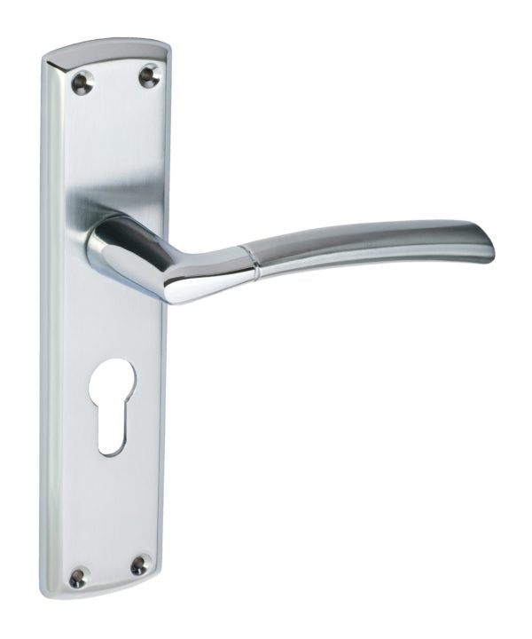 Tifosi Design Lever on Plate Door Handle Polished Satin Chrome