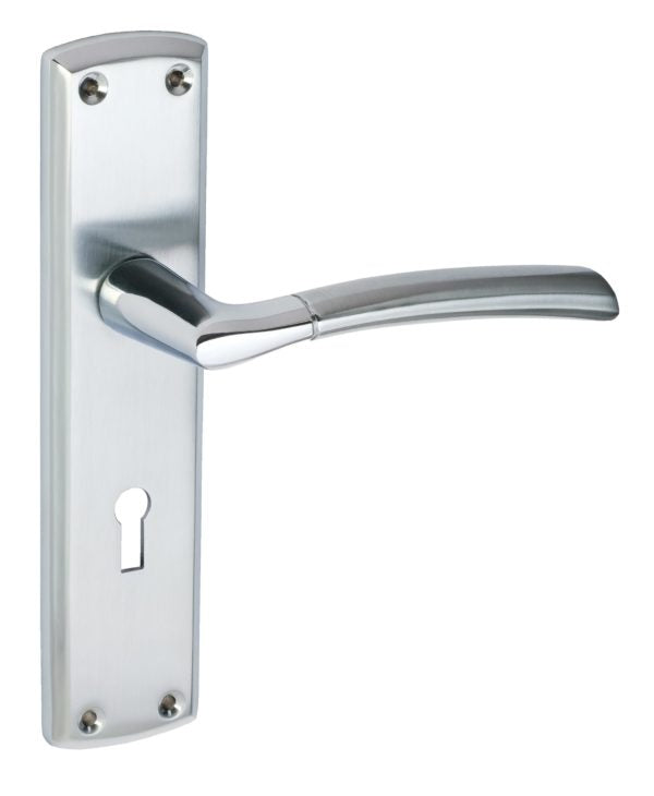 Tifosi Design Lever on Plate Door Handle Polished Satin Chrome