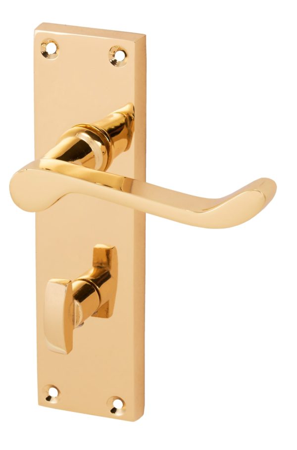 Victorian Scroll Lever On Backplate Door Handle Set Polished Brass