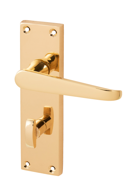 Victorian Straight Lever On Backplate Door Handle Set Polished Brass