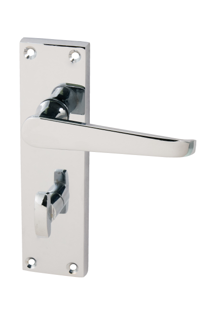 Victorian Straight Lever On Backplate Door Handle Set Polished Chrome