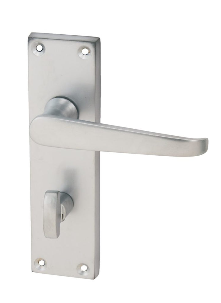 Victorian Straight Lever On Backplate Door Handle Set Satin Chrome