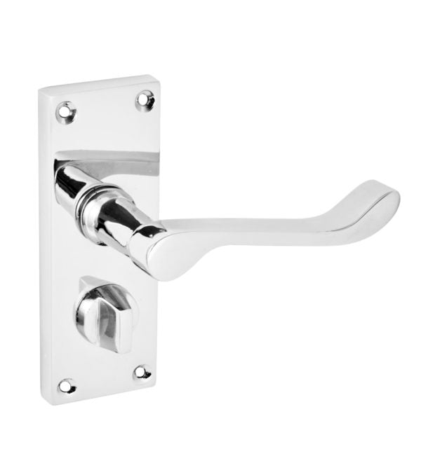 Victorian Scroll Lever On Backplate Door Handle Set Polished Chrome
