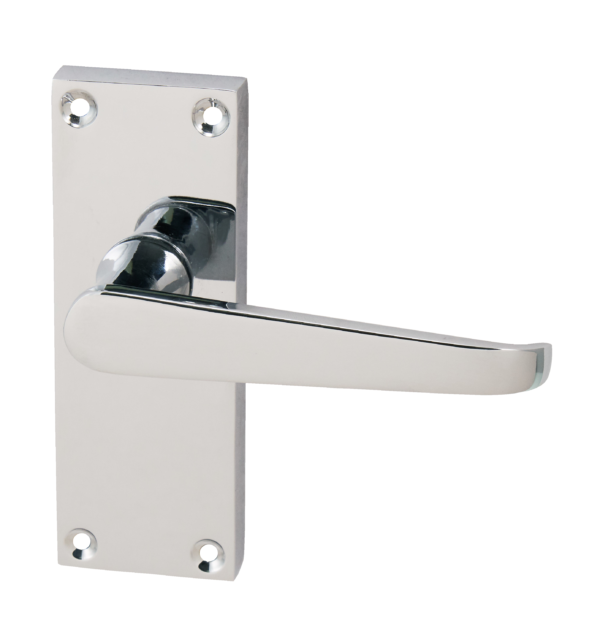 Victorian Straight Lever On Backplate Door Handle Set Polished Chrome