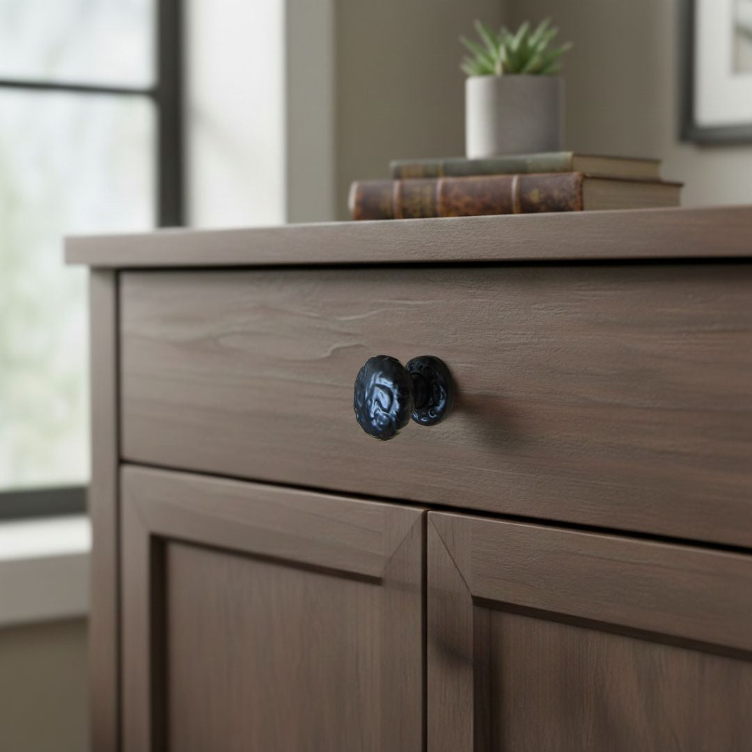 Wenlock Textured Cupboard Knob Black Antique 40mm
