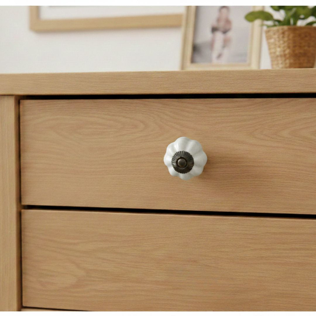 White Ceramic Pumpkin Cabinet Knob 40mm
