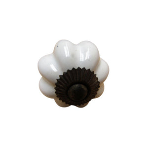 White Ceramic Pumpkin Cabinet Knob 40mm
