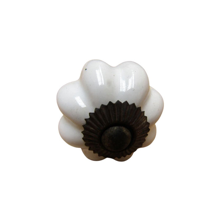 White Ceramic Pumpkin Cabinet Knob 40mm
