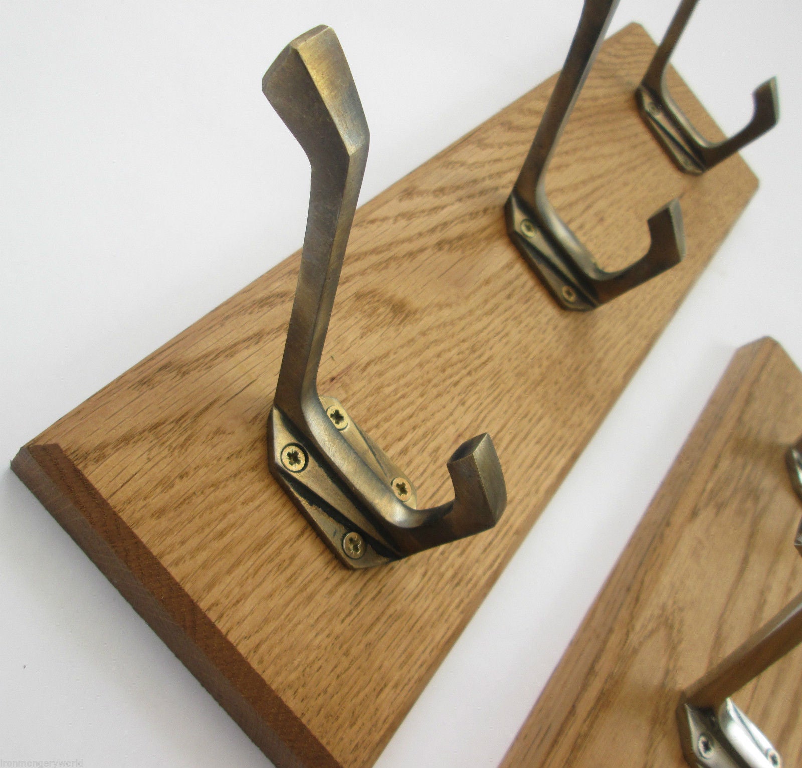 Antique Brass Art Decor 4 Hook Coat Rail 48cm.